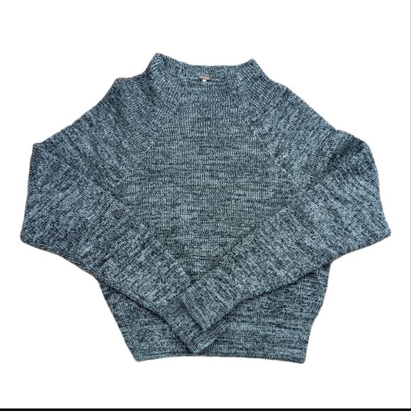 Free People Too Good Mock Neck Cropped Ribbed Space Dye Knit Sweater - Picture 1 of 5